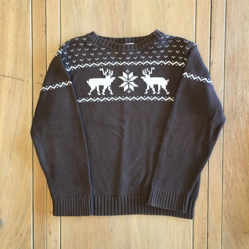 Gymboree Crewneck Reindeer Holiday Sweater, Boys Medium (7-8)